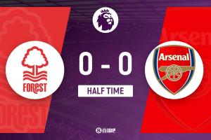 半场-诺丁汉森林0-0阿森纳 萨卡强突造黄牌阿森纳半场3脚射门